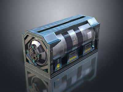 Modern Industrial Equipment With Metal Frame Blue Top Transparent Panels And Cylindrical Structure 3d model