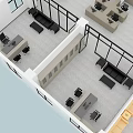 Modern Office Layout Design With Workstations Meeting Area And Open Workspace 3d model