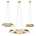 Golden Ring Shaped Pendant Lights with Transparent Elements Modern Hanging Design 3d model