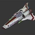 Futuristic White And Red Striped Spaceship With Cockpit For Cosmic Exploration