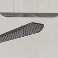 Sleek Modern Black Chandeliers with Honeycomb and Striped Cutout Design Hanging on Light Wall
