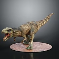 Detailed Open Mouth Tyrannosaurus Rex Dinosaur Model Standing On Circular Base