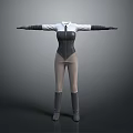 Stylish Women's Outfit With Corset Shirt Beige Pants And Leather Boots