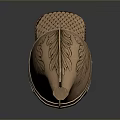 Ancient Weapon Helmet Featuring Bronze Material Ornate Carvings Feathered Crest And Decorative Rim