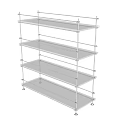 Modern Transparent Glass Shelving Unit With Metal Frame And Multi-tier Design