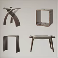 Modern Wooden Stools With Various Designs Including Cross Legs And Square Frames