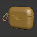 Sleek Golden Computer Accessory Case With Carabiner Clip And Metallic Shiny Finish Design