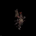 Game And Movie Skeleton Samurai Character Wearing Traditional Armor Holding Swords With Cherry Blossom Petals