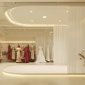 Bridal Wedding Dress Shop With Various Hanging Gowns And Elegant Interior Design