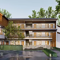 Traditional Detached Villa With Wooden Accents Balconies And Tree Surrounded Courtyard
