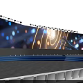 Modern Stage Design With Blue Lighting Large LED Screen And Audience Seats