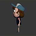 Cartoon Man With Big Eyes Wearing Blue Cap And Pink Vest Standing In Gray Background