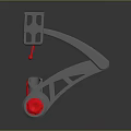 Gray Mechanical Bracket Design With Curved Arm Red Circular Base And Flat Panel