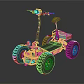 Orange Quad Bike With Four Wheels Handlebars Seat Headlights And Storage Rack