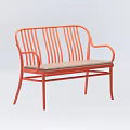 Stylish Orange Outdoor Chair with Metal Frame Armrest and Padded Seat