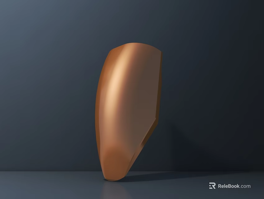 Modern Copper Dining Chair With Smooth Surface And Shield Shaped Backrest Design 3d model 