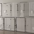 Multiple Shower Sauna Glass Enclosures With Black Frames And Modern Designs 3d model