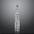 White Marble Tower Architecture With Green Dome And Multi Level Structure