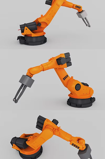 Orange Industrial Robotic Arm With Black Base For Commercial Manufacturing Automation Equipment 3d model