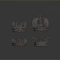 Four Metallic Crown Jewelry Pieces With Intricate Design For Luxury Collection