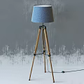 Modern Tripod Floor Lamp With Wooden Legs And Gray Fabric Shade