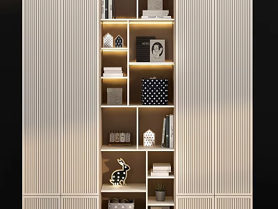 Modern Wardrobe Interior Design With Organized Shelves Storage Boxes And Decorative Items 3d model