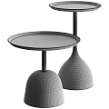Modern Black Side Tables with Round Top and Bell Shaped Base Design 3d model
