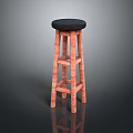 Tall Wooden Stool With Round Black Seat Cushion And Simple Design For Kitchen Use