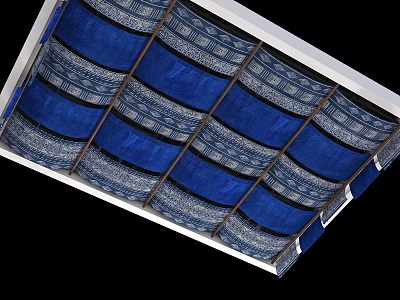 Decorative Ceiling Drapery Design With Blue And White Striped Patterns For Modern Interior Spaces 3d model