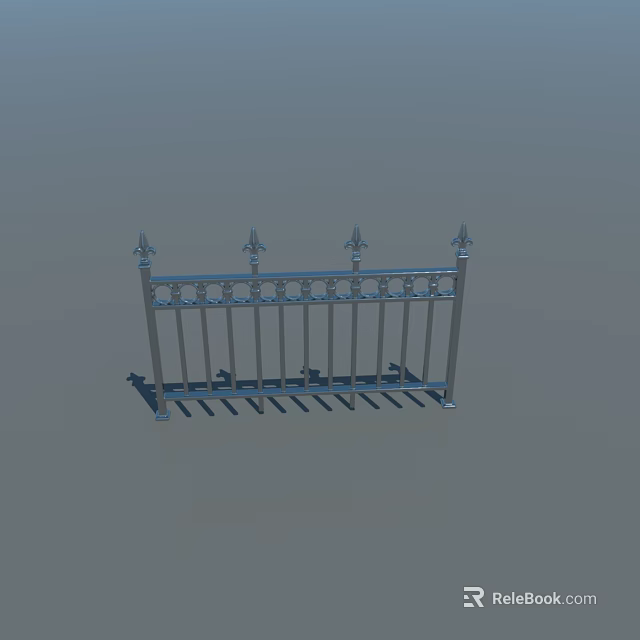 Decorative Metal Railing With Vertical Bars And Pointed Top Finials Design 3d model 