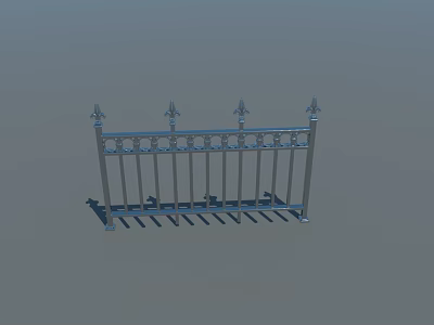 Decorative Metal Railing With Vertical Bars And Pointed Top Finials Design 3d model
