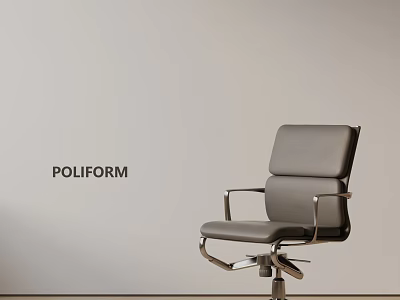 Poliform Office Chair with Leather Upholstery Metal Armrest and Swivel Base 3d model