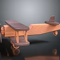Wooden Electric Toy Biplane With Spinning Propeller And Movable Wheels For Kids Play