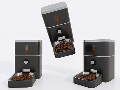 Black Coffee Grinders With Coffee Beans In Tilted And Upright Positions 3d model