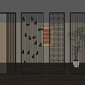Modern Indoor Room Divider Design With Geometric Laser Cut Patterns And Black Frame 3d model