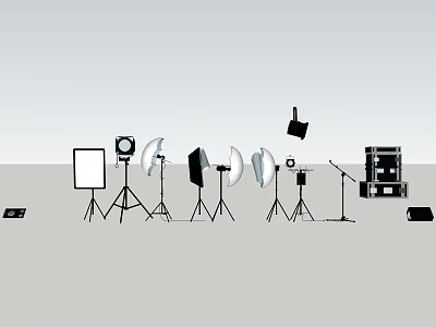 Professional Commercial Equipment For Studio Photography With Lighting Tripods Reflectors Microphones And Audio Systems 3d model