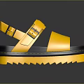Stylish Yellow Platform Sandals with Black Sole and Buckle Straps Design