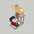 Industrial Processing Machine With Red White Engine And Beige Structure On Stand