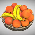 Wicker Basket Filled With Fresh Oranges And Yellow Bananas For Daily Use