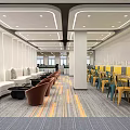 Modern Public Office Space With Open Workstations Green Plants Ceiling Lights And Natural Light Windows
