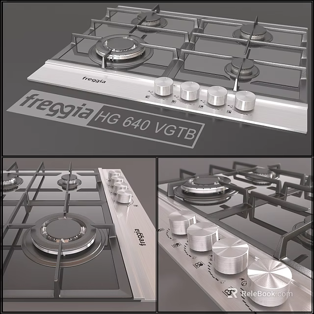 Fresgia HG 640 VCTB Gas Stove With Burners And Control Knobs Design 3d model 
