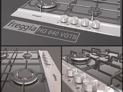 Fresgia HG 640 VCTB Gas Stove With Burners And Control Knobs Design 3d model