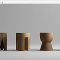 Log Low Stool Stakes Wooden Stool 3d model