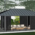 Ancient Architecture Traditional Pavilion With Wooden Beams And Lush Green Surroundings
