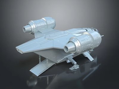Detailed Futuristic Spacecraft 3D Model With Dual Thrusters And Aerodynamic Structure For Modern Space Missions 3d model