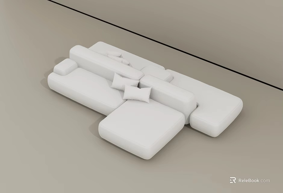 Modern White Modular Sofa Set With Comfortable Cushions And Minimalist Design 3d model