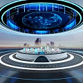 Futuristic Digital Urban Planning Platform With 3D City Model And Holographic Globe
