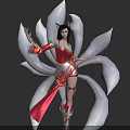 Fantasy Cat Ear Female Character In Red White Outfit With Petal Like Creature