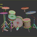Professional Acoustic Drum Set With Bass Snare Tom Drums And Cymbal Stands