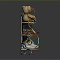 Multilayer Shoe Cabinet With Colorful Shoes And Decorative Teddy Bear On Shelves